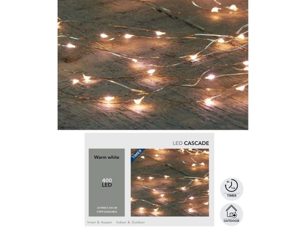 LED Cascade Silberdraht 400 Lichter