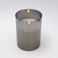 LED Kerze im Glas 3D Flame, grau